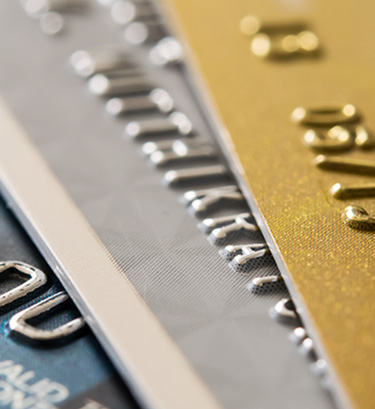 Close up of an array of credit cards